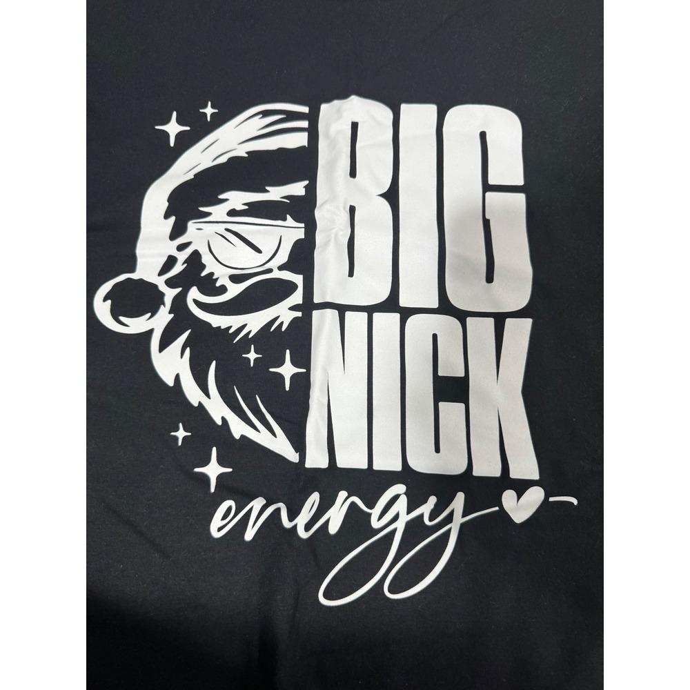 Gildan Big‎ Nick Energy Santa Christmas T-Shirt Black Mens Medium Heavy Cotton
